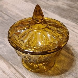 Anchor Hocking Vintage Amber Glass Lidded Dish